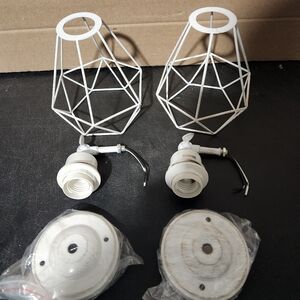 flush geometric cage light white/ gold rustic 2 pack